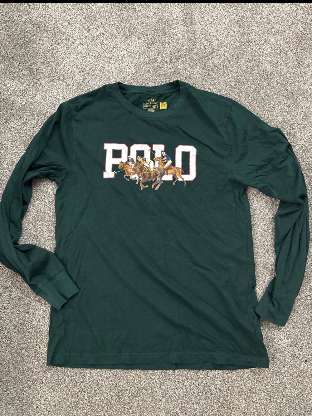 Polo by Ralph Lauren Dark Green Long-Sleeve Polo Graphic Tee